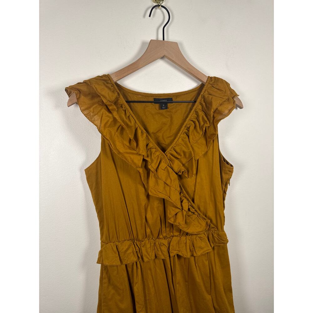 J.Crew Ruffle-Front Cotton Maxi Dress in Mustard, Size 6 - Picture 5 of 8